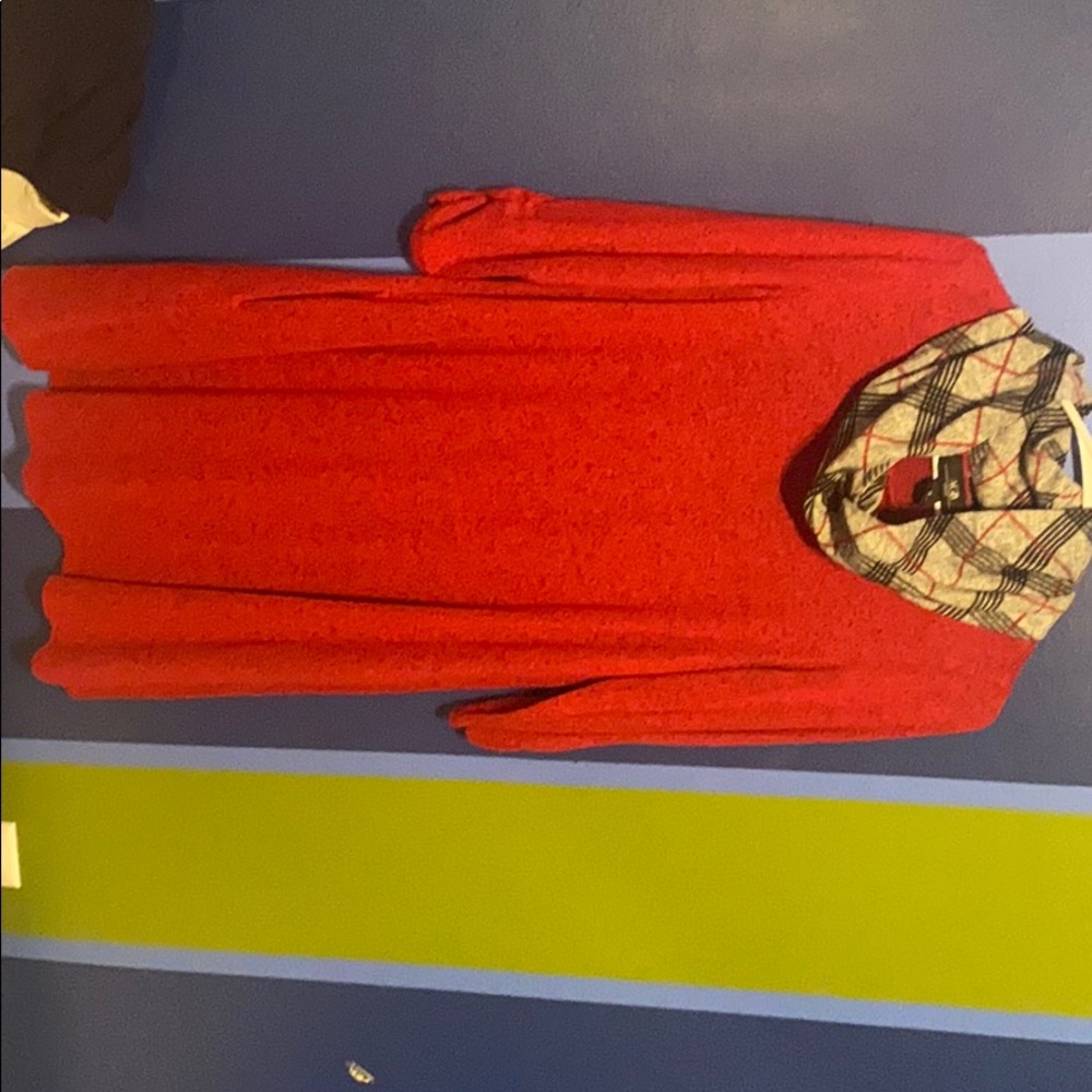 Warm long sleeve red dress with scarf